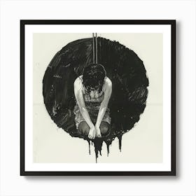 Burn Out Woman In A Circle Art Print