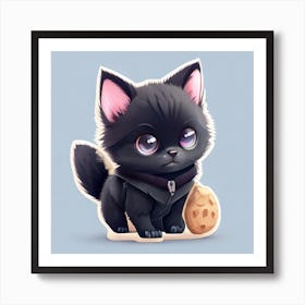 Cute Black Kitten Art Print