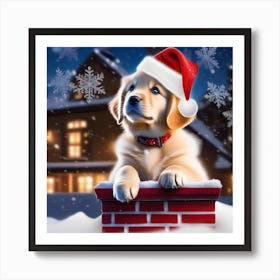 Cute Christmas Puppy Art Print
