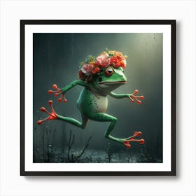 Frog With Flowers 1 Art Print