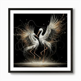 Egrets Dancing Art Print