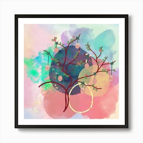 Tree Of Life midcentury modern abstract boho colorful art Art Print