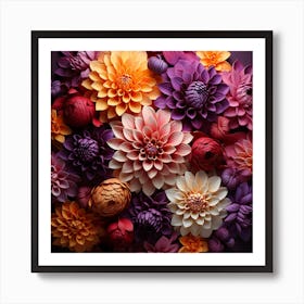 Paper Flowers On A Dark Background 2 Art Print