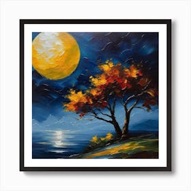 Moonlight By The Lake Art Print