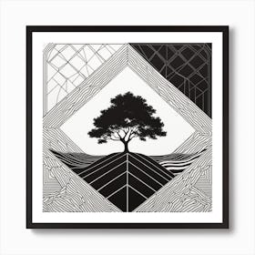 A Black And White Artwork, Fuses Of Nature And Minimalism Depict Art Print