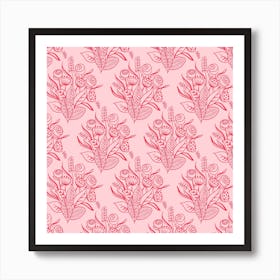 Pink Abstract Blooms Pattern  Art Print