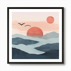 Sunset In The Mountains Art Print