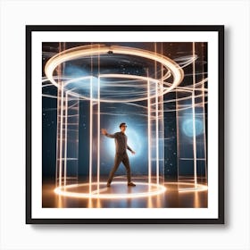 Futuristic Man In Futuristic Space 1 Art Print