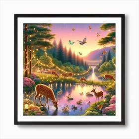 Deer In The Forest 3 Art Print