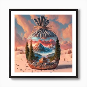 Bag Of Treasures Red Clouds At Sunset Snowcapp 3 Art Print