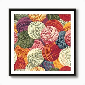 Seamless Pattern Of Yarn Balls Art Print