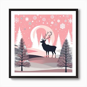 Christmas Tree And Deer, Rein deer, Christmas Tree art, Christmas Tree, Christmas vector art, Vector Art, Christmas art, Christmas, Art Print