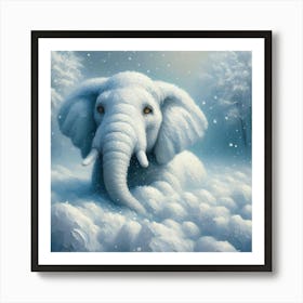 Elephant In Snow 1 Art Print