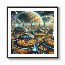 Radiant Rings District 1024x1024 Art Print