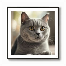 A Cute British Shorthair Kitty, Pixar Style, Watercolor Illustration Style 8k, Png (5) Art Print