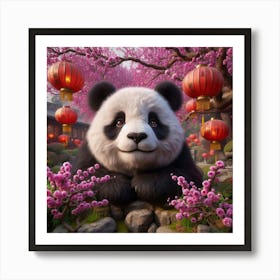 Panda Bear In Chinese Garden Art Print