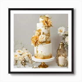 Gold Wedding Cake 1 Art Print