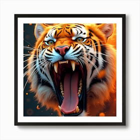 Tiger Roaring Art Print