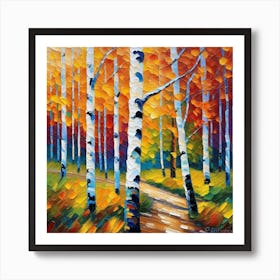 Birch Trees In Autumn 11 Art Print