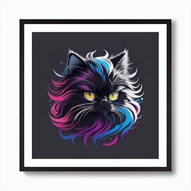 Cat With Colorful Hair 1 Art Print