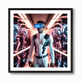 Futuristic Man In Virtual Reality 4 Art Print