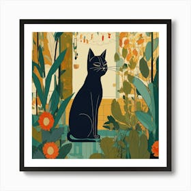 Cat In The Garden 1 Art Print