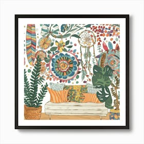 Boho Living Room Art Print