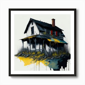 Colored House Ink Painting (127) Art Print