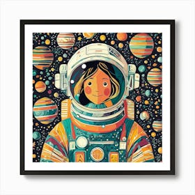 Girl In Space Art Print