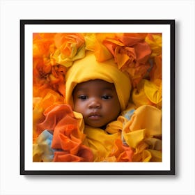 Portrait Of A Baby In A Flower Crown Art Print