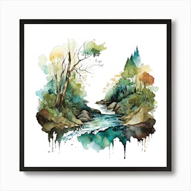 Watercolor Of A River 3 Art Print