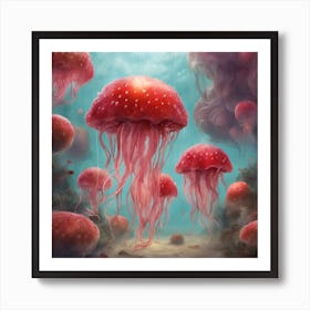 strawberry Jellyfish Art Print