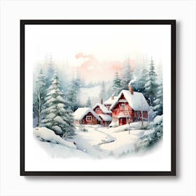 Cheerful Chromatic Snowscape Art Print