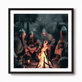 Vikings Around A Campfire 1 Art Print