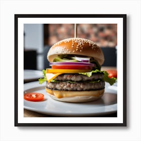 Burger On A Plate 14 Art Print