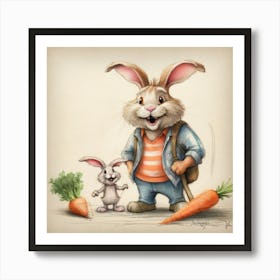 Rabbit And Carrots Art Print