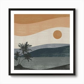 Sunset With Palm Trees 1 Art Print