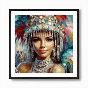 Woman In Feathers Art Print