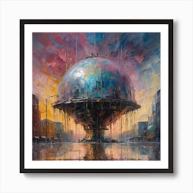 Oil Paint of Glass Globe building Art Print