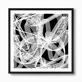 Abstract White Lines On Black Background Art Print