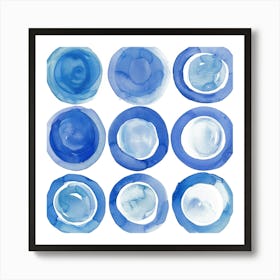 Blue Watercolor Circles 5 Art Print