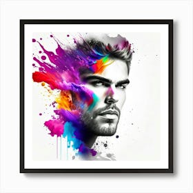 Portrait Of A Man With Paint Splashes 4 Art Print