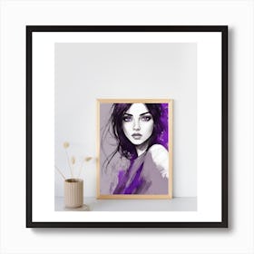 Beautiful girl with purple eyes Art Print