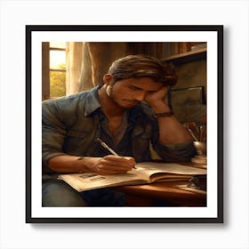 Man Reading A Book Art Print