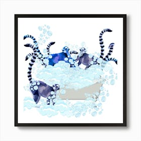 Lemurs in the bathtub! Art Print