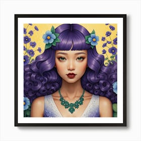 Purple Haired Girl Art Print