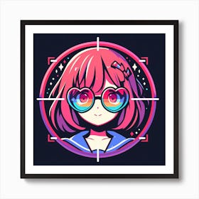 Anime Girl With Glasses Art Print