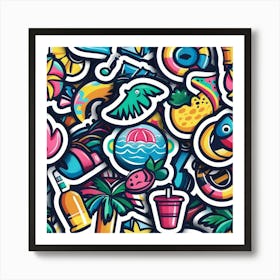 Colorful Summer Stickers Art Print