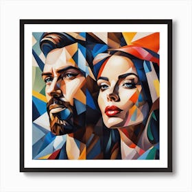 Abstract Portrait Of A Man And Woman Art Print