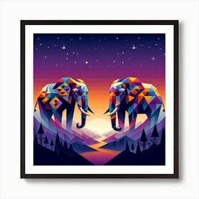 The Tolerant Twins Elephants Art Print